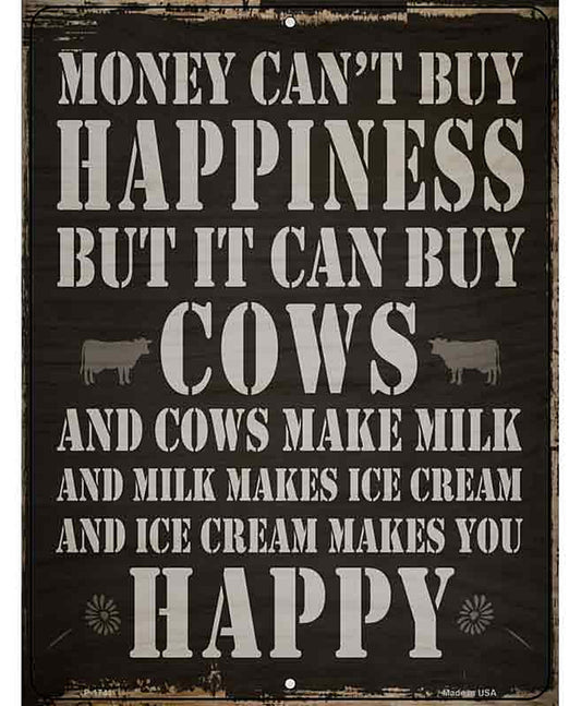 Money Can't Buy Happiness Metal Novelty Parking Sign P-1741