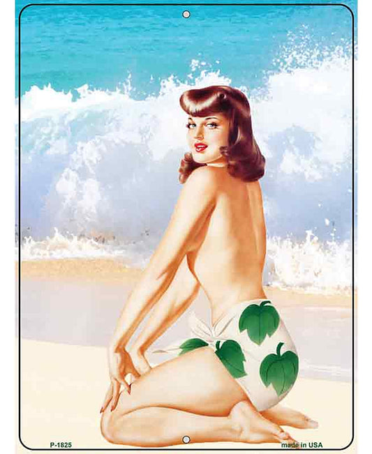 Girl On Beach Vintage Pinup Parking Sign