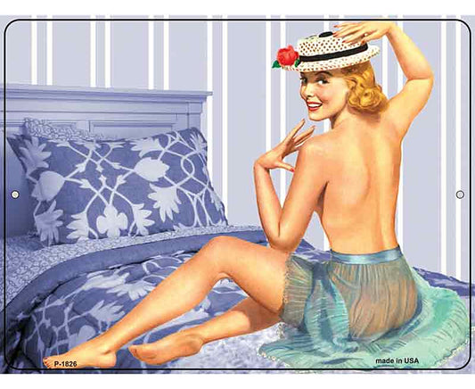 Girl On Bed Vintage Pinup Parking Sign