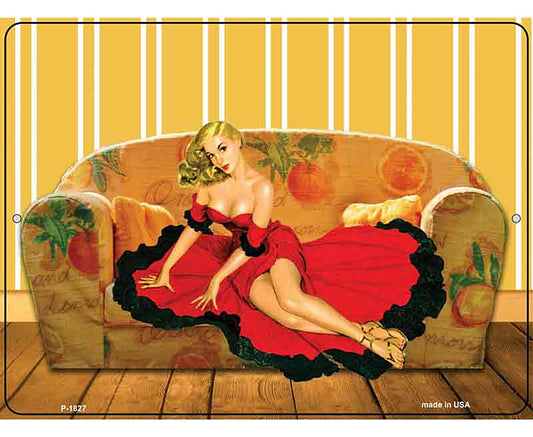 Girl On Couch Vintage Pinup Parking Sign