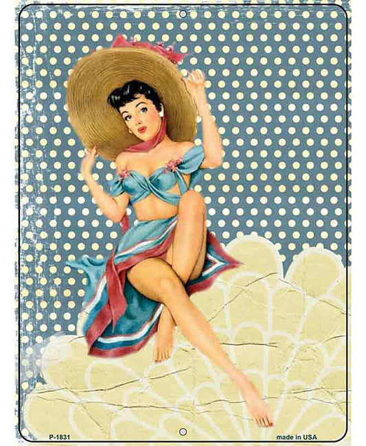 Girl With Big Hat Vintage Pinup Parking Sign