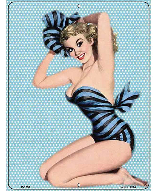 Striped Bathing Suit Girl Vintage Pinup Parking Sign