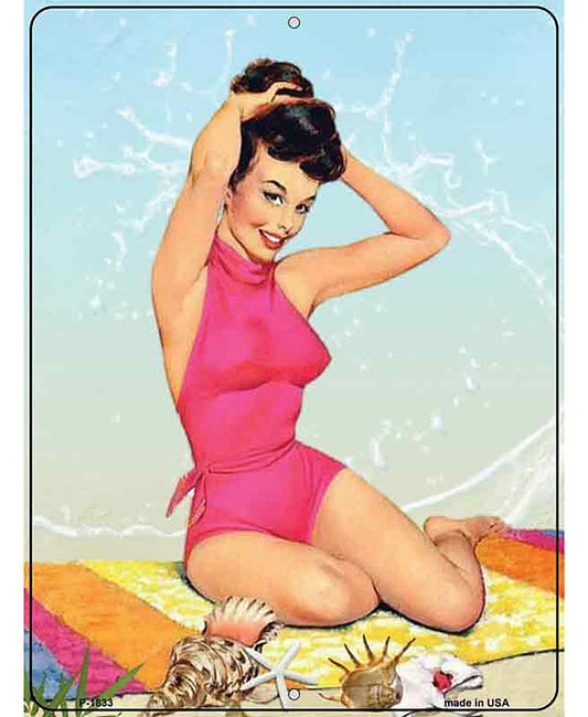 Pink Bathing Suit Girl Vintage Pinup Parking Sign