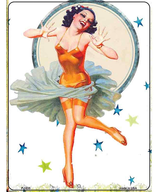 Girl With Orange Body Suit Vintage Pinup Parking Sign