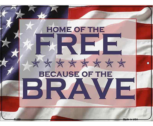 American Flag Free Brave Metal Novelty Parking Sign