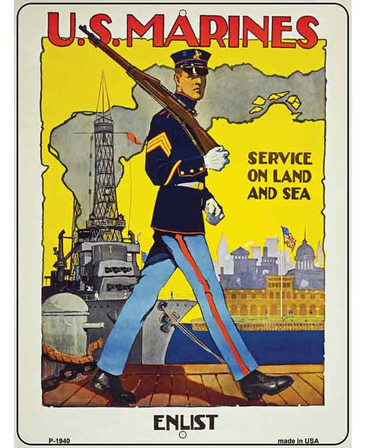US Marines Vintage Poster Parking Sign