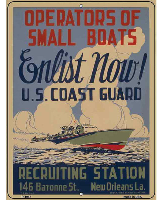 Enlist Now Coast Guard Vintage Poster Parking Sign