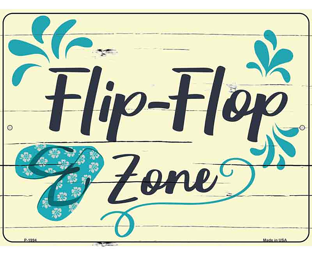 Flip Flop Zone Blue Novelty Metal Parking Sign