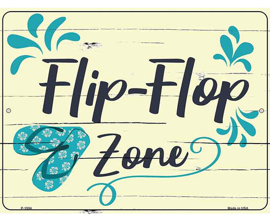 Flip Flop Zone Blue Novelty Metal Parking Sign