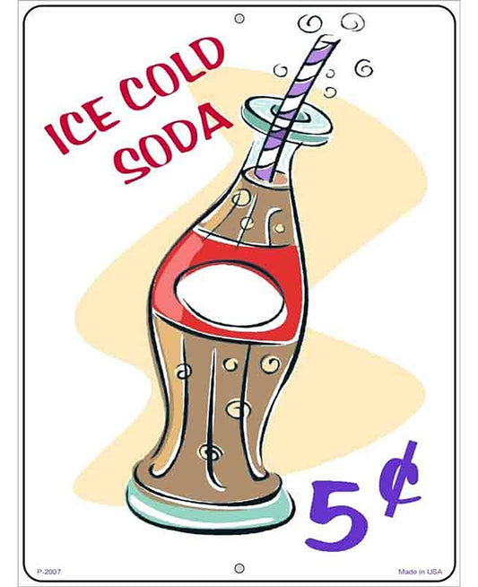 Ice Cold Soda Metal Novelty Parking Sign