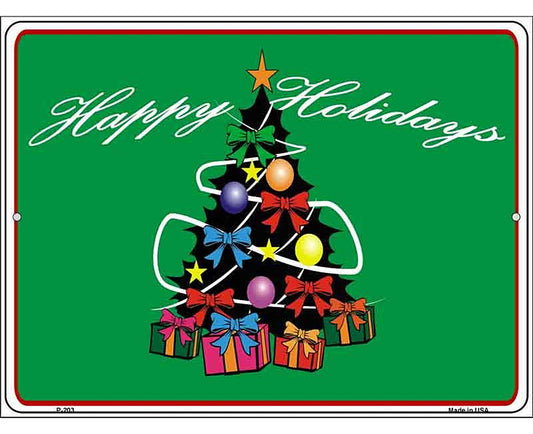 Happy Holidays Tree Metal Novelty Parking Sign