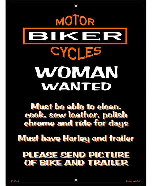 Woman Wanted Metal Novelty Parking Sign