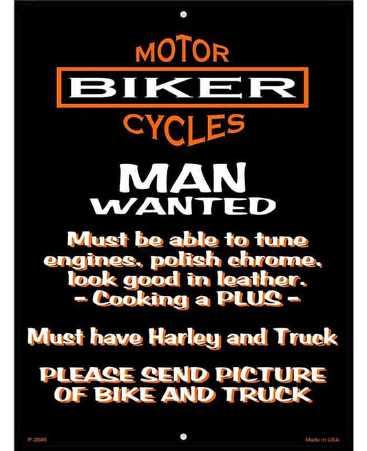 Man Wanted Metal Novelty Parking Sign