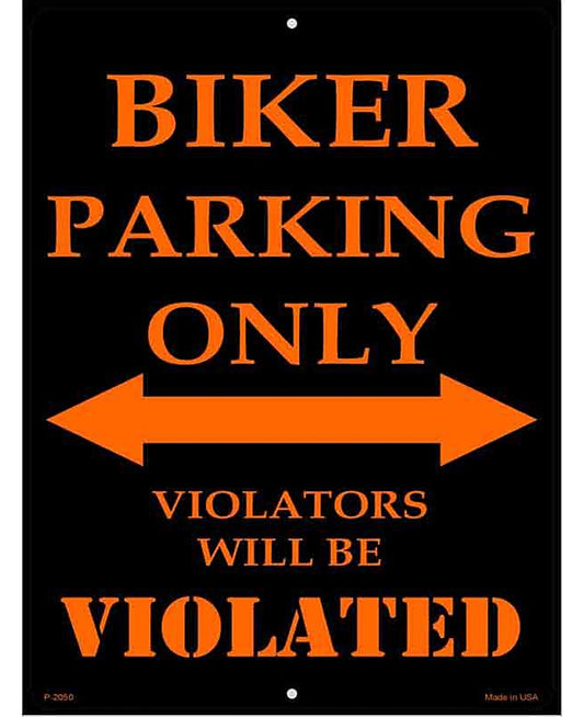Biker Parking Only Metal Novelty Parking Sign