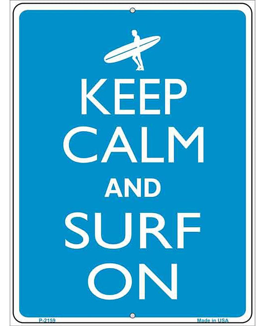 Keep Calm And Surf On Metal Novelty Parking Sign