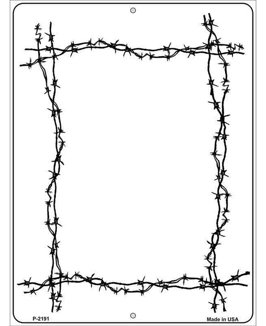 Black Barbed Wire Border Metal Novelty Parking Sign