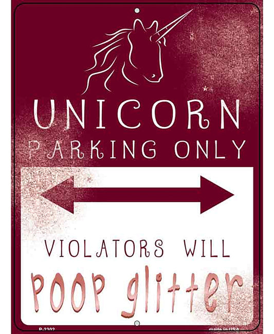 Unicorn Parking Pink Novelty Metal Parking Sign