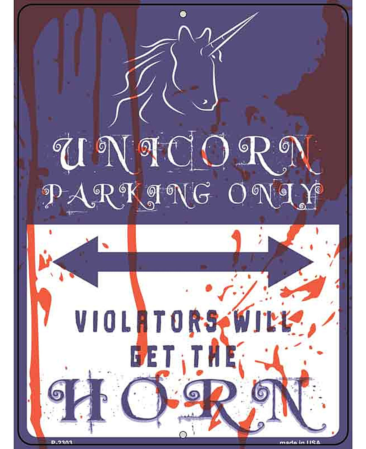 Unicorn Parking Blue Novelty Metal Parking Sign