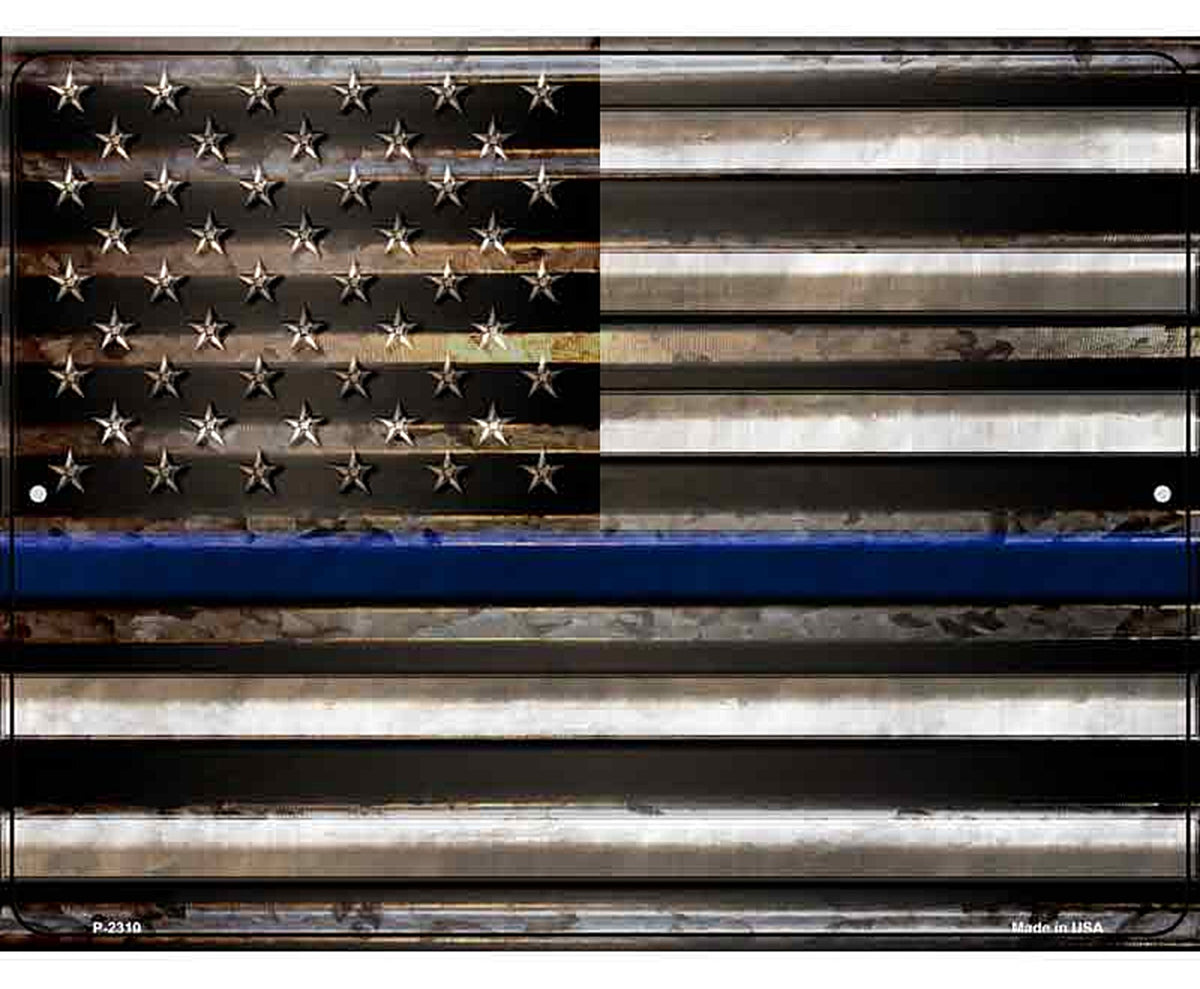 American Flag Thin Blue Line Novelty Parking Sign