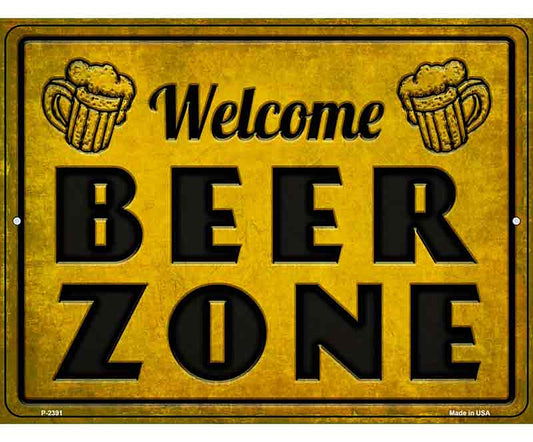 Welcome Beer Zone Novelty Metal Parking Sign