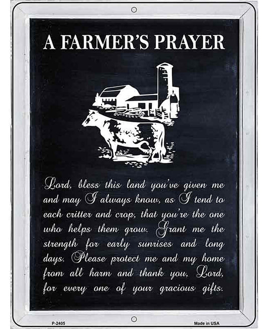 A Farmers Prayer Novelty Metal Parking Sign