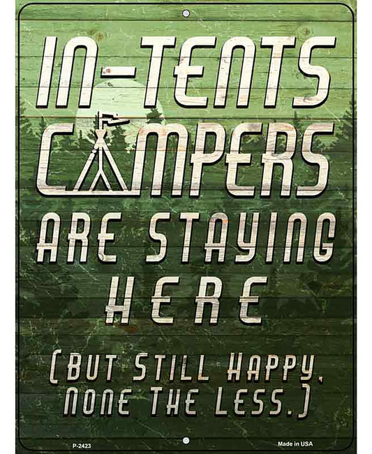 In Tents Campers Novelty Metal Parking Sign P-2423