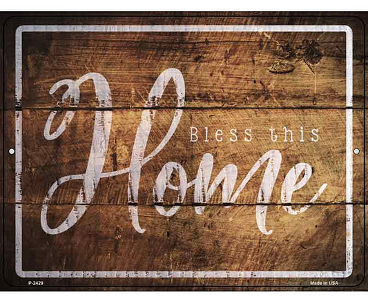 Bless This Home Wood Silhouette Novelty Metal Parking Sign
