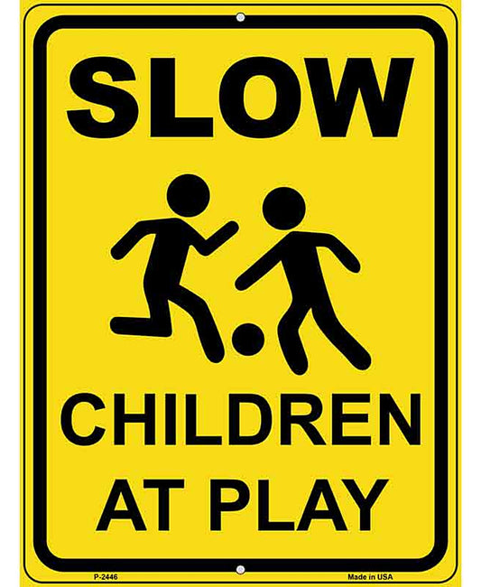 Slow Childen At Play Novelty Metal Parking Sign