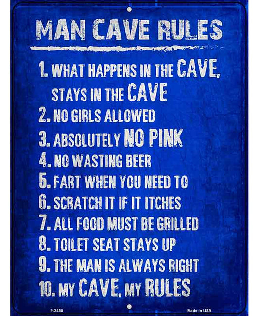 Man Cave Rules Novelty Metal Parking Sign