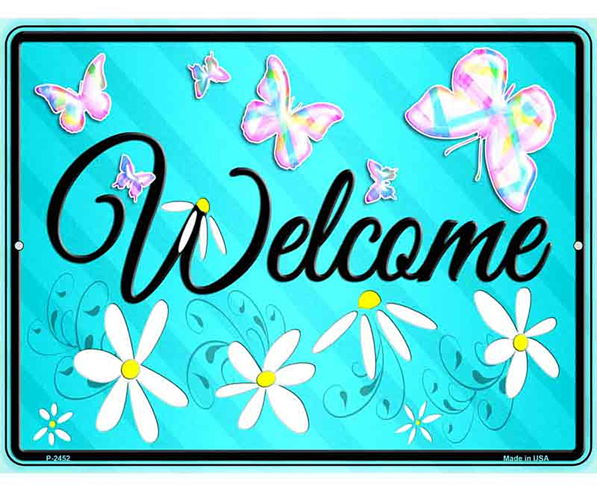 Welcome Blue Novelty Metal Parking Sign