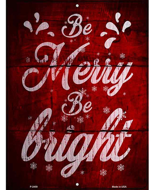 Merry and Bright Red Novelty Metal Parking Sign