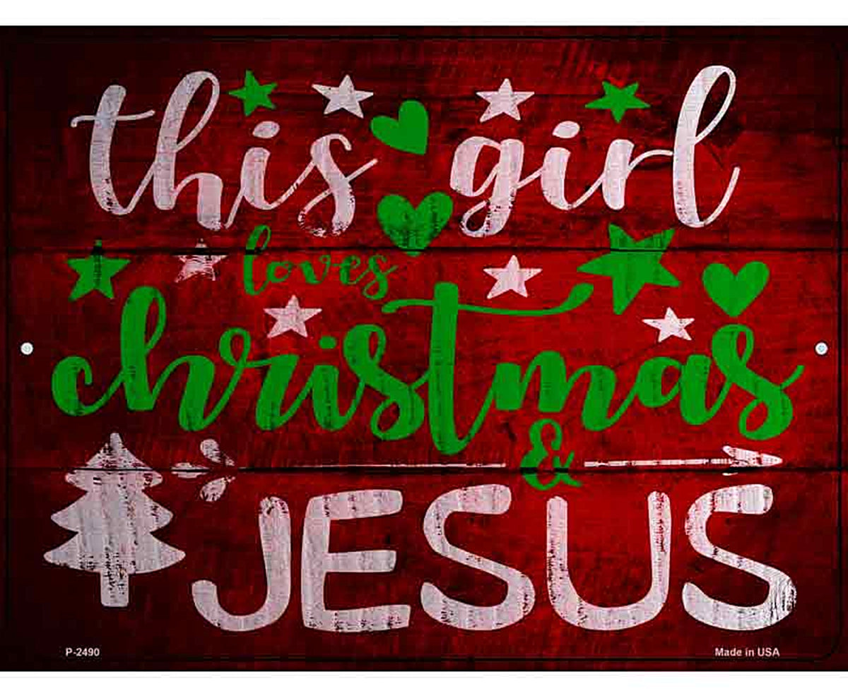 This Girl Loves Christmas Red Novelty Metal Parking Sign