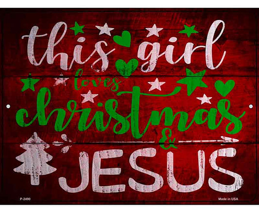 This Girl Loves Christmas Red Novelty Metal Parking Sign