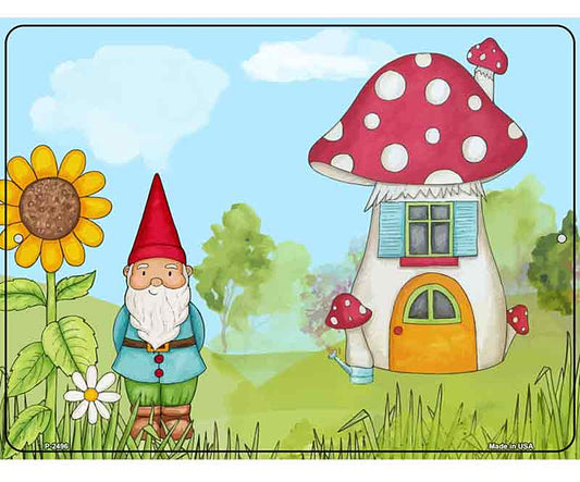 Gnome & Mushroom House Novelty Metal Parking Sign