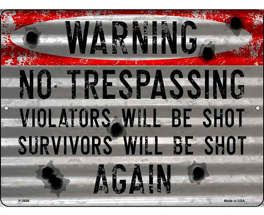 Warning No Trespassing Novelty Metal Parking Sign