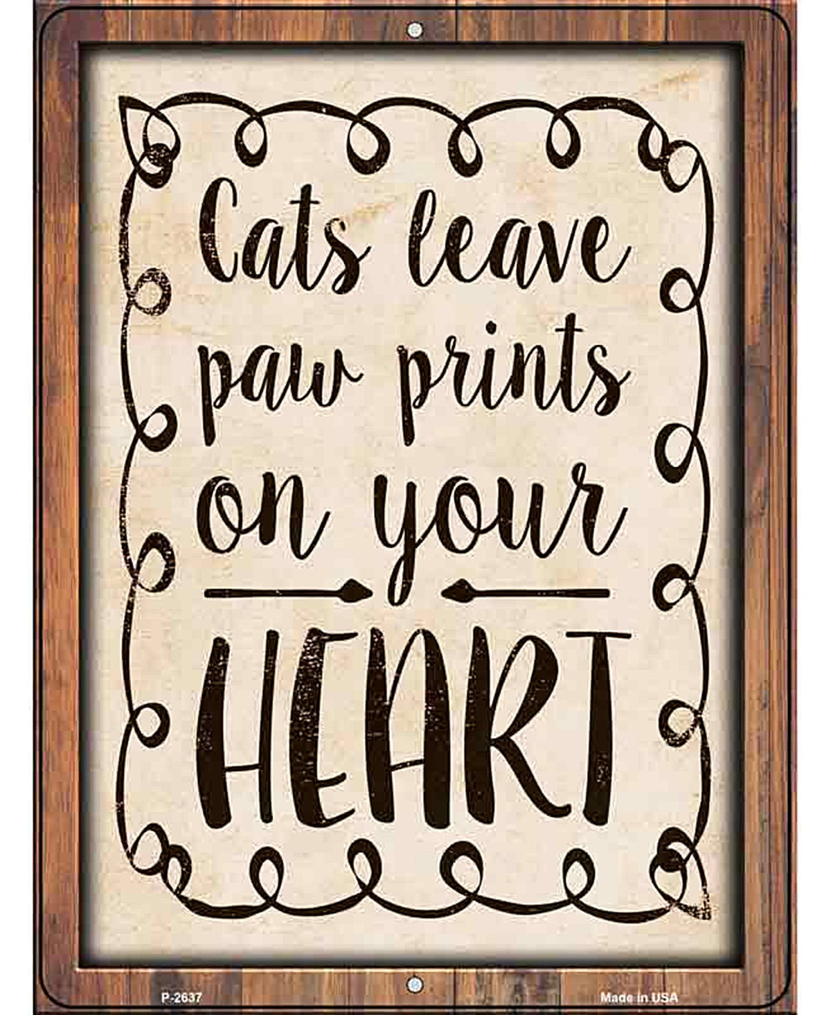 Paw Prints On Heart Novelty Metal Parking Sign