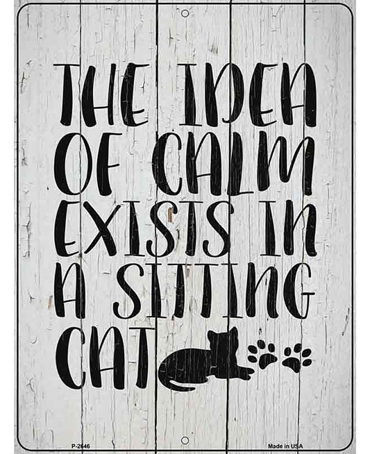 Calm In Sitting Cat Novelty Metal Parking Sign