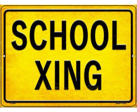 School XING Novelty Metal Parking Sign