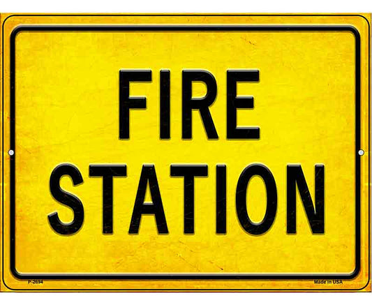 Fire Station Novelty Metal Parking Sign
