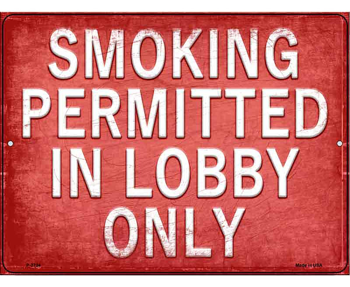 Smoking Permitted In Lobby Only Novelty Metal Parking Sign