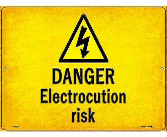 Danger Electrocution Risk Novelty Metal Parking Sign