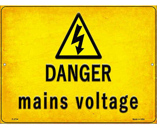 Danger Mains Voltage Novelty Metal Parking Sign