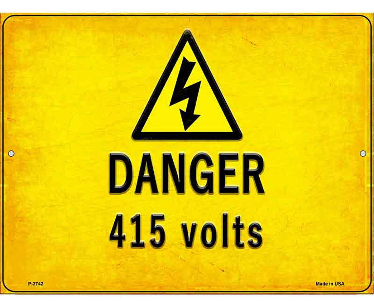 Danger 415 Volts Novelty Metal Parking Sign