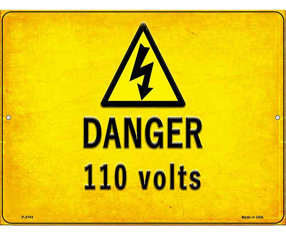 Danger 110 Volts Novelty Metal Parking Sign