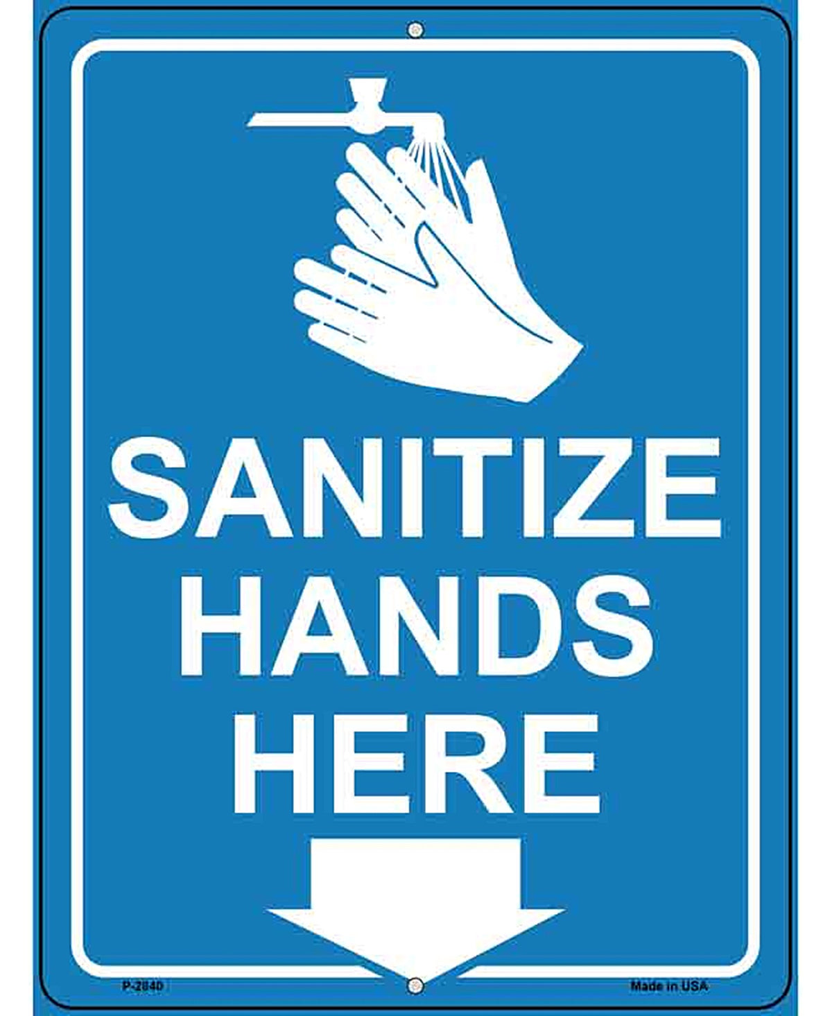 Sanitize Hands Here Novelty Metal Parking Sign