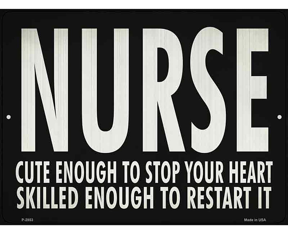 Cute Nurse, Restart Heart Novelty Metal Parking Sign