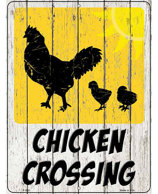 Chicken Crossing Novelty Metal Parking Sign