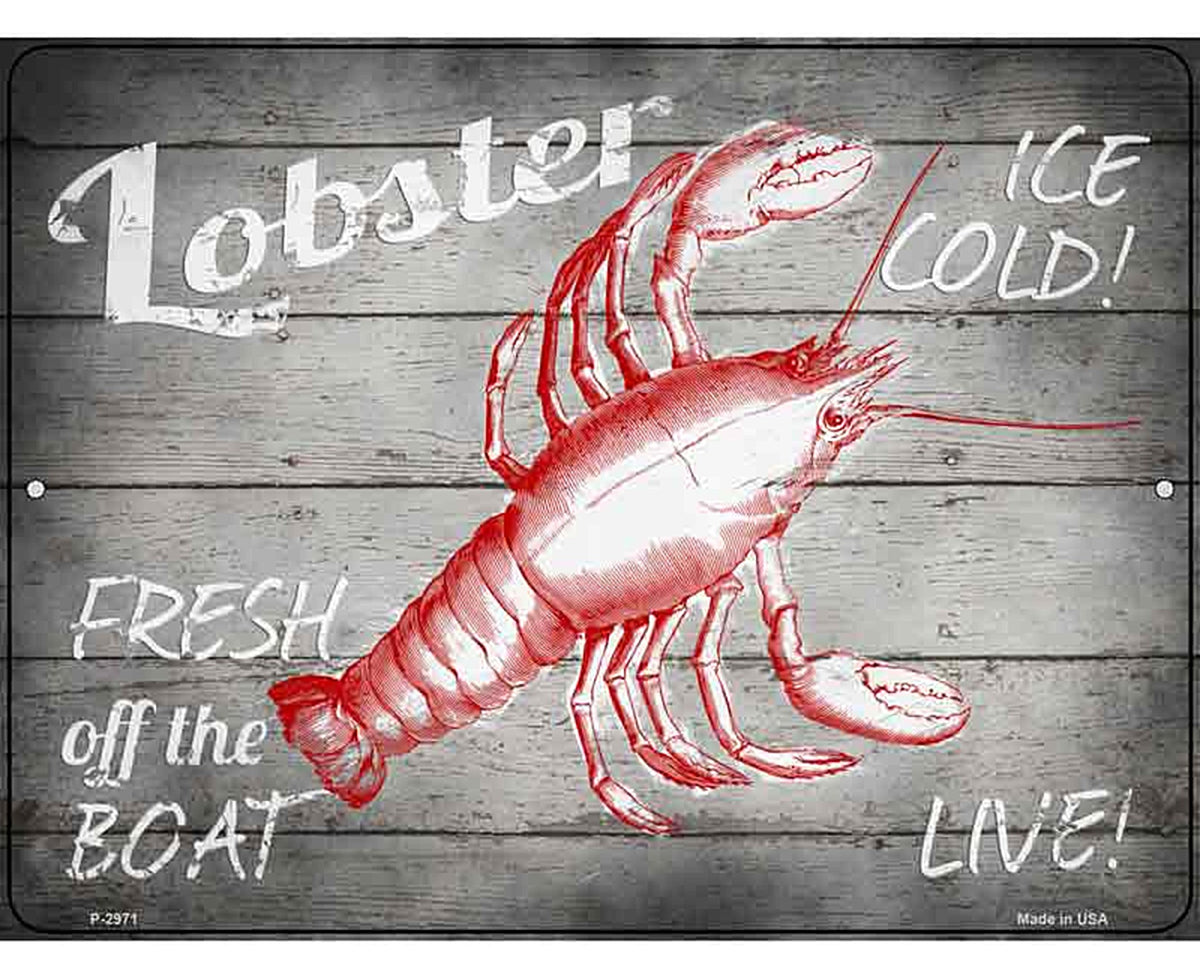 Lobster Fresh off the Boat Novelty Metal Parking Sign