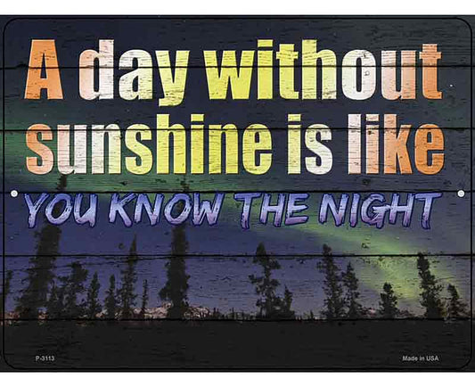 A Day Without Sunshine Is Like Novelty Metal Parking Sign