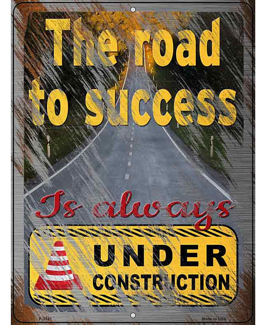 The Road To Success Novelty Metal Parking Sign